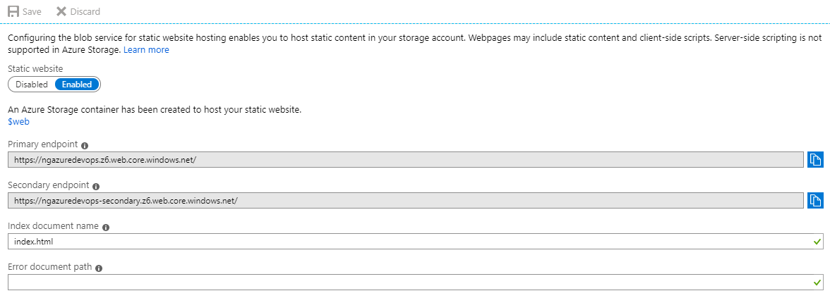 Static website endpoints