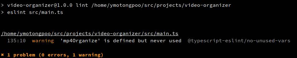 Warning message by ESLint
