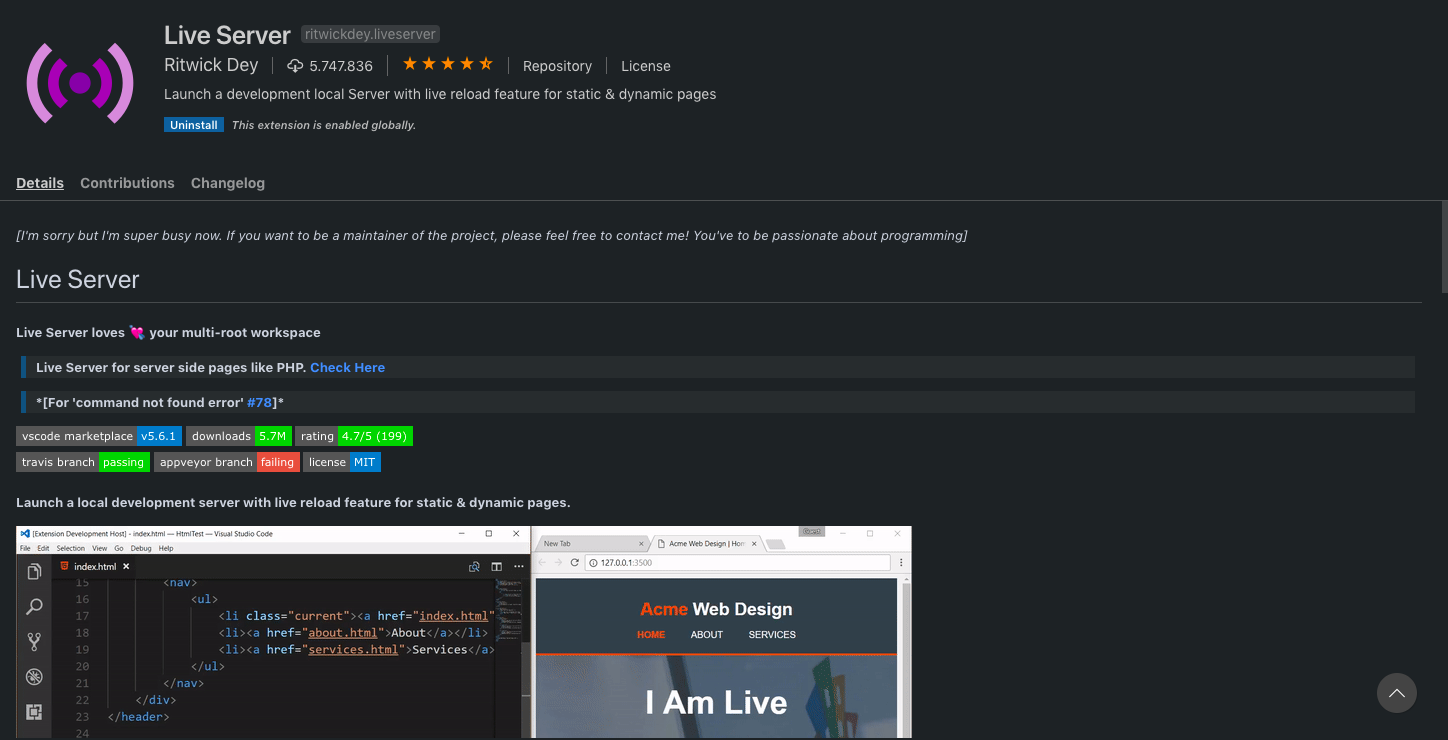 Live Server Screenshot