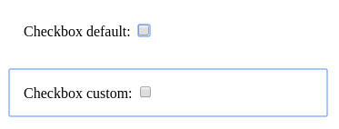 A side by side image showing how the default focus looks vs the presented strategy on checkboxes.