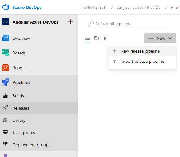 Azure DevOps new release pipeline