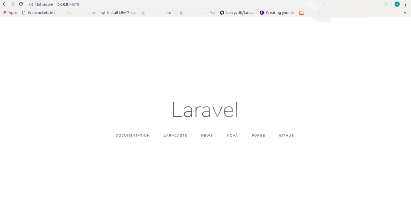Screenshot of the running app