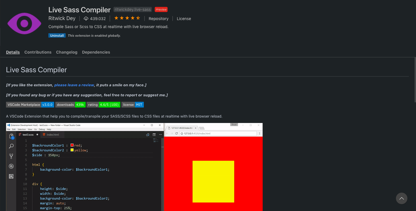 Live Sass Compiler Screenshot