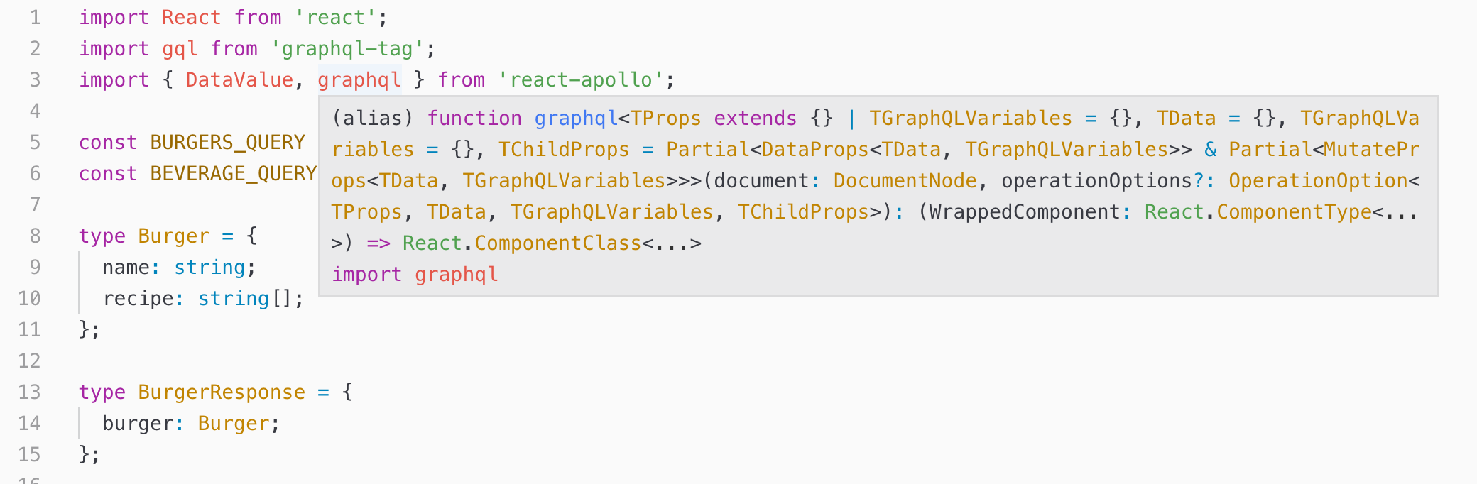 example of graphql function from react-apollo