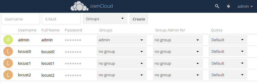 owncloud users list