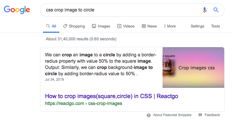 reactgo.com CSS crop image to circle