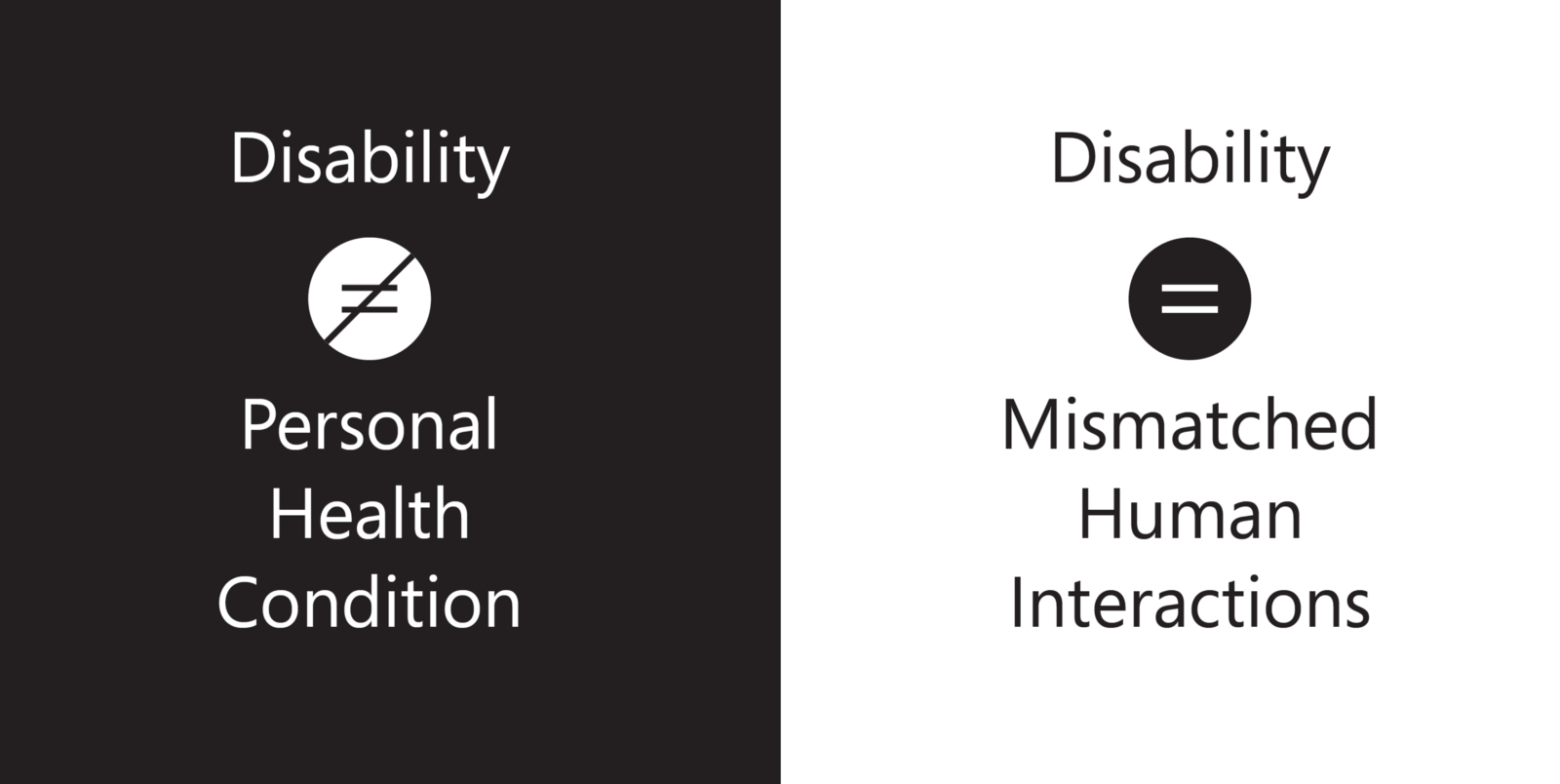 Disibility is not a personal health condition. Disibility is mismatched human interactions