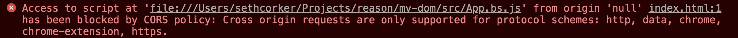 A common browser error when developing without a server