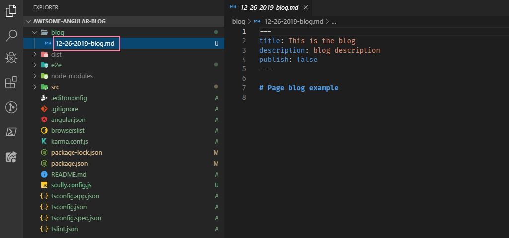Scully created a markdown for us to start blogging