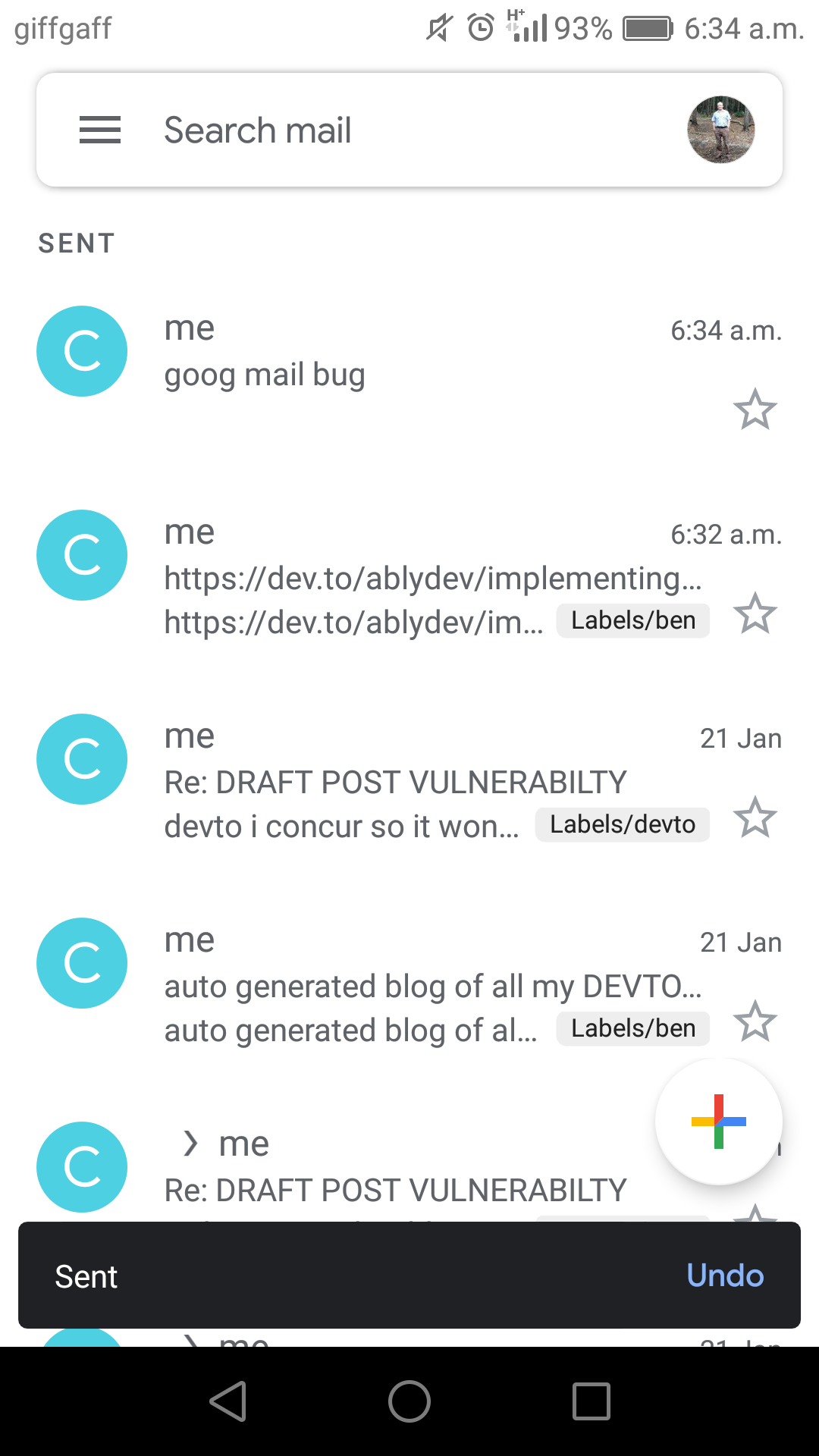 gmail outbox every email was sent by me