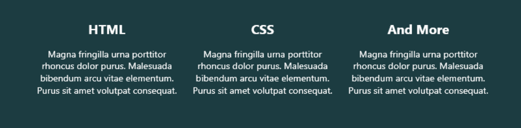 Zoomed in footer, implemented using flexbox columns