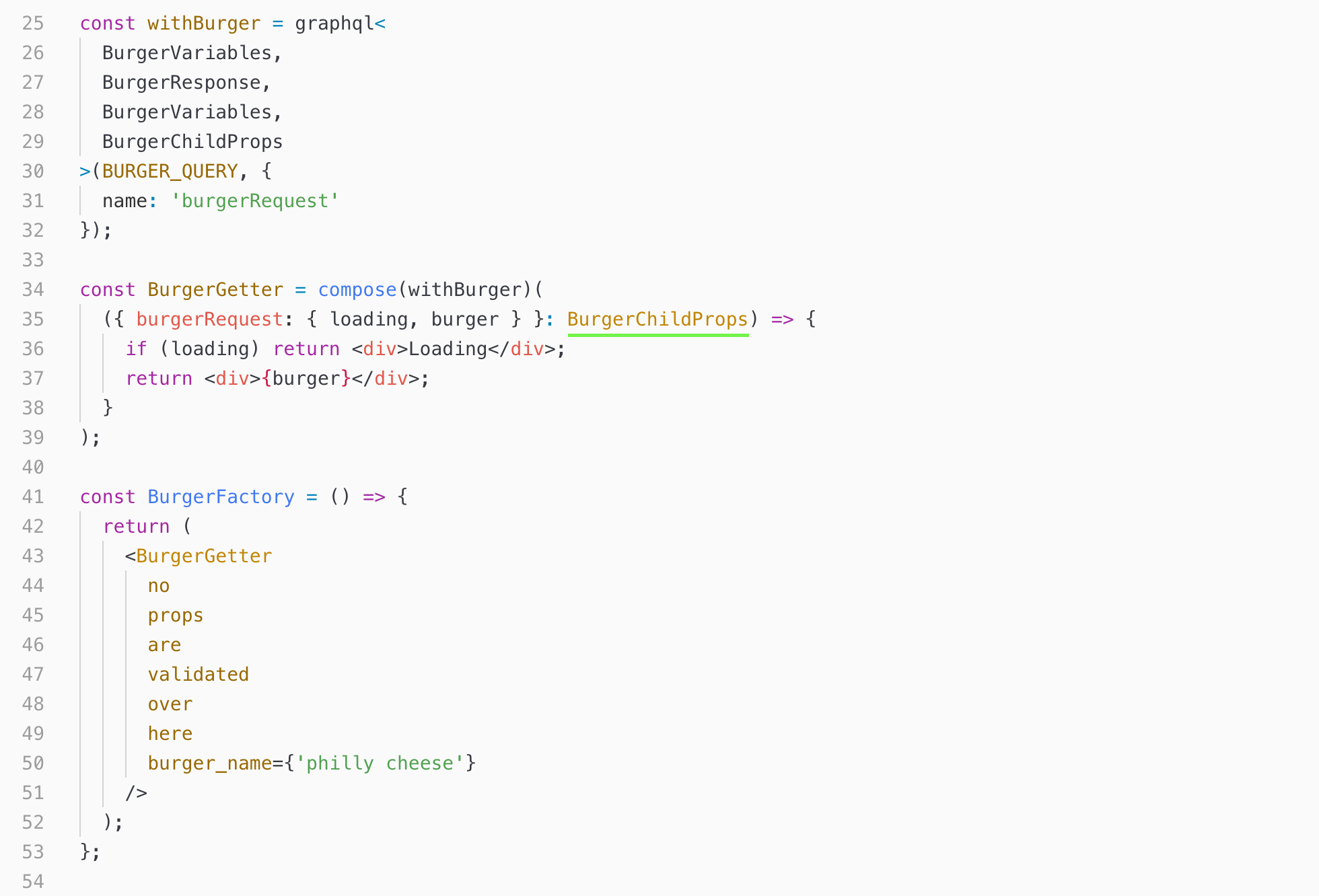 fix for incorrect prop typing in wrapped component