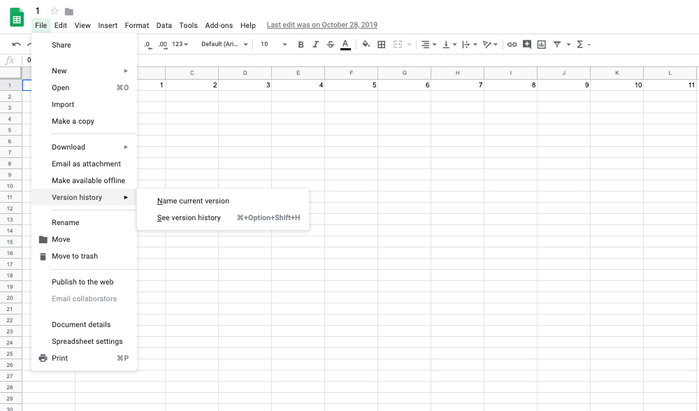 How to access version history in Google Sheets