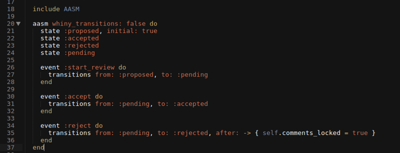 State Machine code screenshot