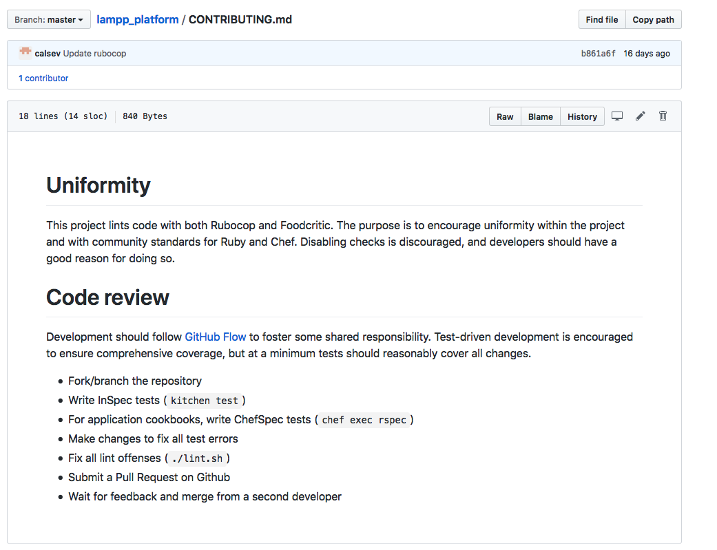 Examine contributing guidelines