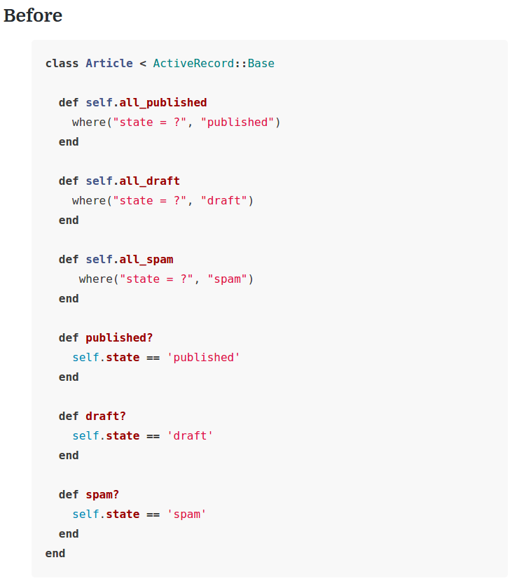 Trecho do código antes de aplicar o DRY