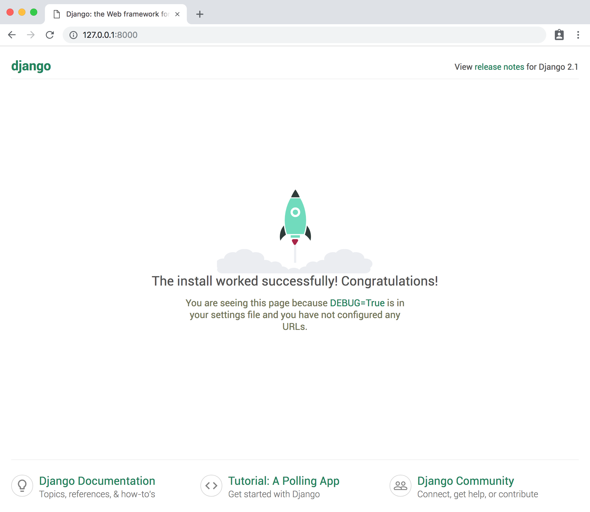 Successfully Installed Django